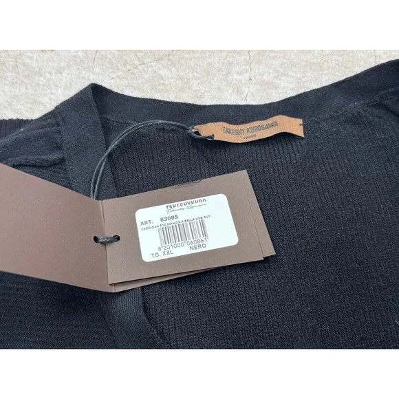 Takeshy Kurosawa Cardigan Men's XXL Black Merino Cashmere Blend NWT Italian Lux